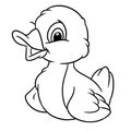 Little cheerful duckling animal character cartoon illustration coloring page