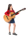 Little cheerful girl playing guitar Royalty Free Stock Photo