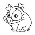 Little cheerful pig animal character illustration cartoon coloring