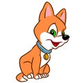 Little cheerful puppy cartoon sitting cartoon character illustration