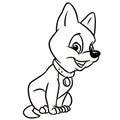 Little cheerful puppy cartoon sitting cartoon coloring page