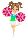 Little cheerleader holding pompoms