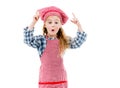Little chef girl emotions isolted on white background