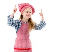 Little chef girl emotions isolted on white background