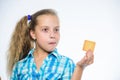 Little chef tasting cookie. little girl with cookie. happy childhood. Dessert and pastry. happy child eating cookies Royalty Free Stock Photo