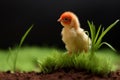 Little chicken green grass. Generate Ai Royalty Free Stock Photo