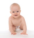 Little child baby toddler sitting or crawling happy smiling Royalty Free Stock Photo