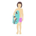 Little child with bodyboard.