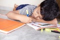 Child Boy coloring with sketch pen, Artistic Creative Kid Thinking Royalty Free Stock Photo