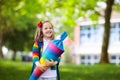 Little child with candy cone on first school day Royalty Free Stock Photo