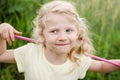 Little child catching butterflies Royalty Free Stock Photo