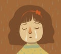 Little child crying. tears. depression and loneliness kid girl