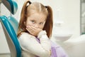 Little child at dentist office in comfortable chair Royalty Free Stock Photo