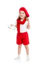 Little child girl in artist costume isolated Royalty Free Stock Photo