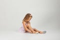 Little child girl dreams of becoming a ballerina. Royalty Free Stock Photo