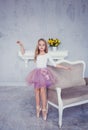 Little child girl dreams of becoming ballerina Royalty Free Stock Photo