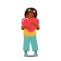 Little Child Holding Big Red Heart in Hands. Concept of Love, Donation, Organ Transplantation Vector Illustration Royalty Free Stock Photo