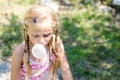 Little child with huge bubble from chewing gum Royalty Free Stock Photo