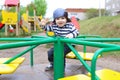 Little child on playground outdoors Royalty Free Stock Photo