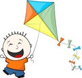 Little child playing kite