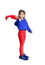 Little child plays superhero Girl power concept Royalty Free Stock Photo