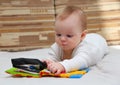 Little child with special baby book