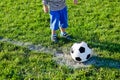 Little child about to kick off Royalty Free Stock Photo