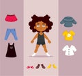 Girl Thinking What to Wear Dress up Game Vector Design