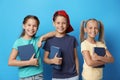 Little children with books on background. Reading concept