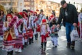 Little children dressed in traditional Romanian clothes during the New Year's parade