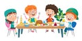 Little Children Eating Healthy Food Royalty Free Stock Photo