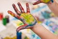 Little Children Hands doing Fingerpainting Royalty Free Stock Photo