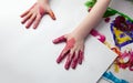 Little Children Hands doing Fingerpainting Royalty Free Stock Photo