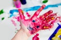 Little Children Hands doing Fingerpainting Royalty Free Stock Photo