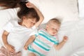 Little children sleeping in bed Royalty Free Stock Photo