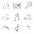 Little children toy icons set, outline style Royalty Free Stock Photo