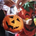 Little children trick or treating on Halloween Royalty Free Stock Photo