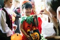 Little children trick or treating on Halloween Royalty Free Stock Photo