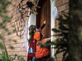 Little children trick or treating on Halloween Royalty Free Stock Photo