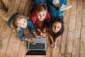 Little children using digital laptop at home Royalty Free Stock Photo