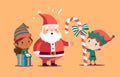 Little Christmas elves and Santa Claus together