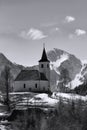 Little church in the mountains of the Slovenian alps o Royalty Free Stock Photo