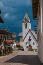 Little church in the picturesque mountain village of Sottoguda in Veneto