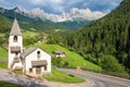 The little church of Saint Zyprian and Justina in the village of St. Zyprian. Tires valley, Dolomites Royalty Free Stock Photo