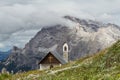 Little church in the `Tre Cime di Lavaredo` parkland Dolomites, European Alps, Italy Royalty Free Stock Photo