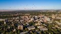 Aerial view of Boise Idaho with hot air balloons in the sky Royalty Free Stock Photo
