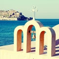 Little classical orthodox Greek church(Crete,Greece) Royalty Free Stock Photo