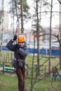 Little climber passes the obstacle Royalty Free Stock Photo