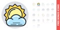 Little cloudy or partly cloudy icon for weather forecast application or widget. Sun behind a small cloud. Simple color