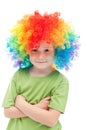 Little clown boy with colorful hair